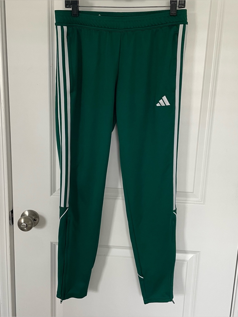 Adidas green white stripes ankle zip track pants Women Medium New